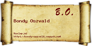 Bondy Oszvald névjegykártya